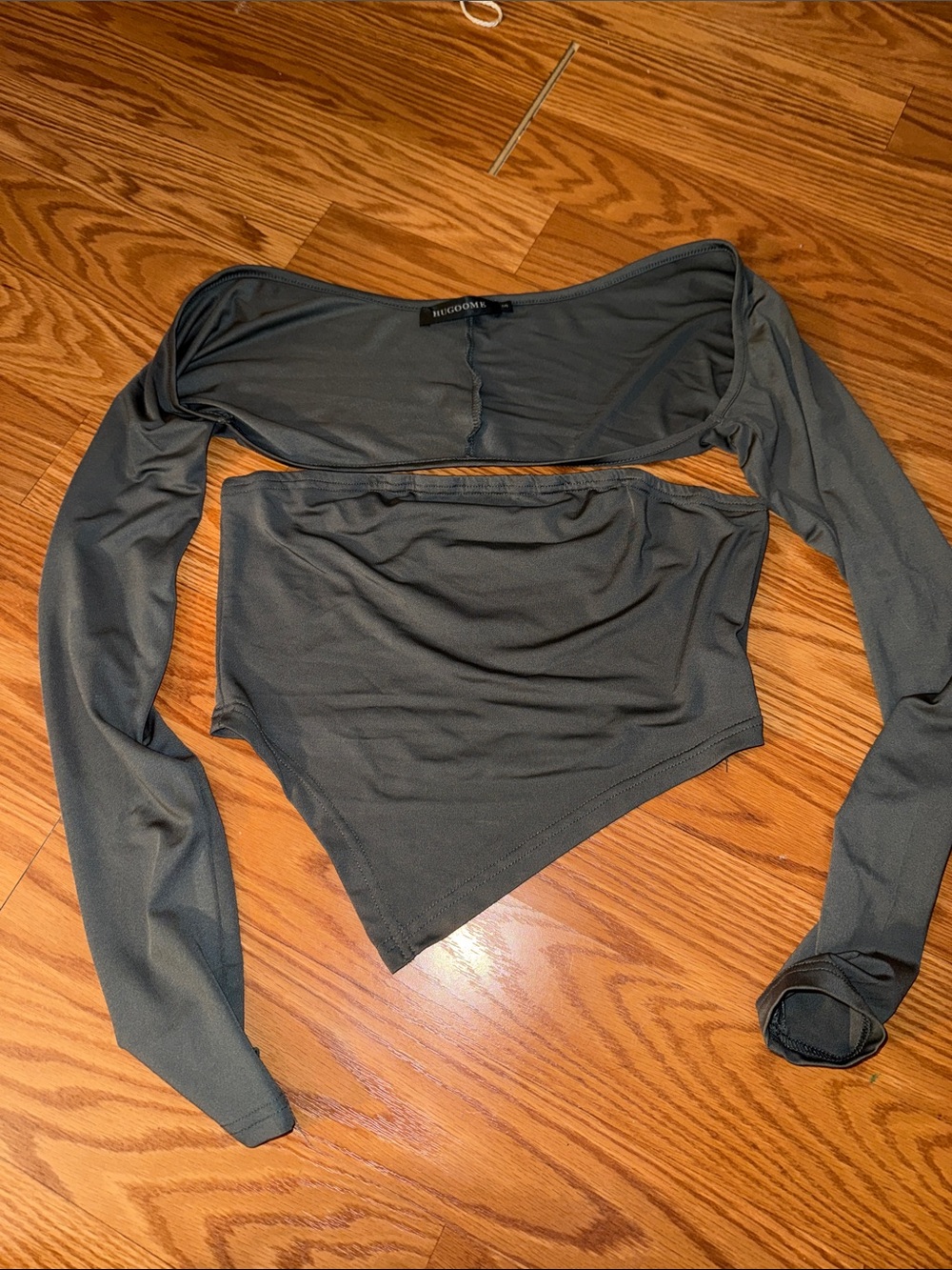 Dark gray tube top with bolero